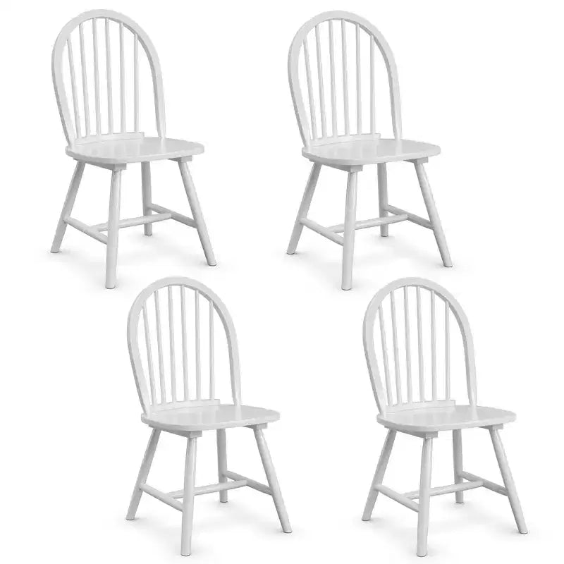 Costway Set of 4 Vintage Windsor Dining Side Chair Wood Spindleback Kitchen Room Black\White
