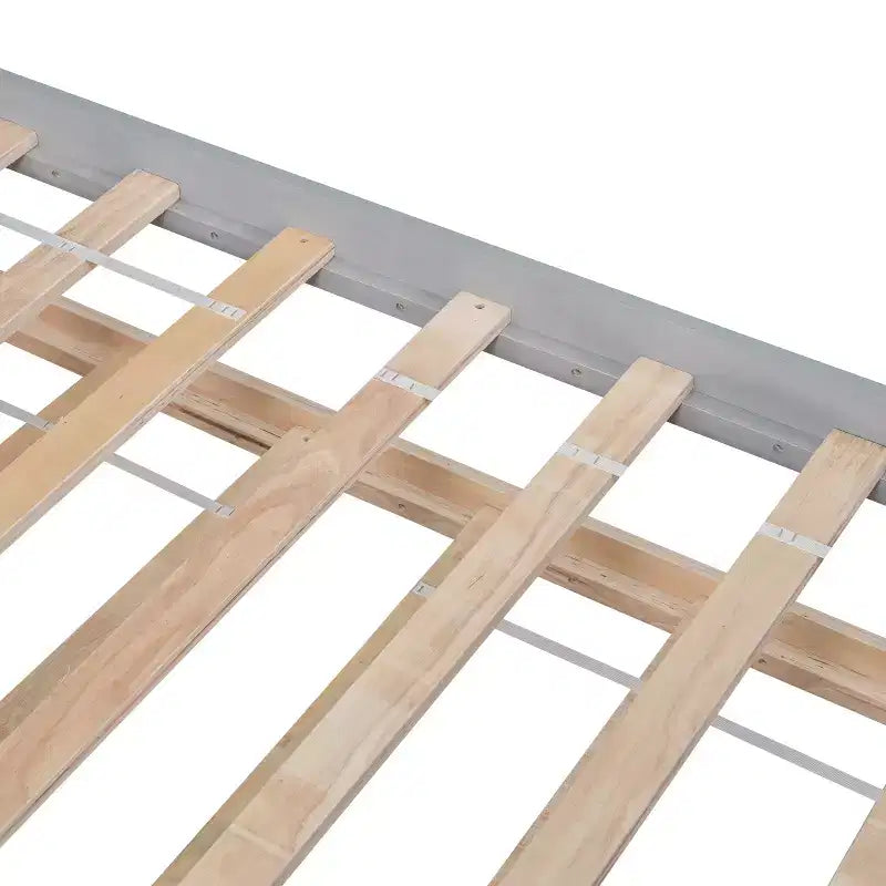 Whisen Twin Size Wood Platform Bed Frame with Trundle, with Headboard and Footboard
