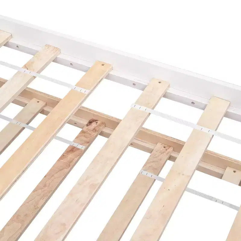 Whisen Twin Size Wood Platform Bed Frame with Trundle, with Headboard and Footboard