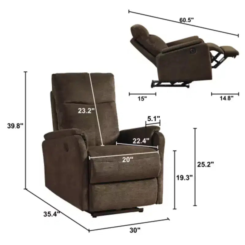 Reclining Chair Made of Polyester, Featuring Simple Operation, Ideal for Living and Bedroom Use.