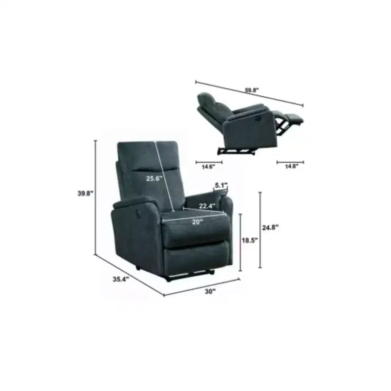 Reclining Chair Made of Polyester, Featuring Simple Operation, Ideal for Living and Bedroom Use.