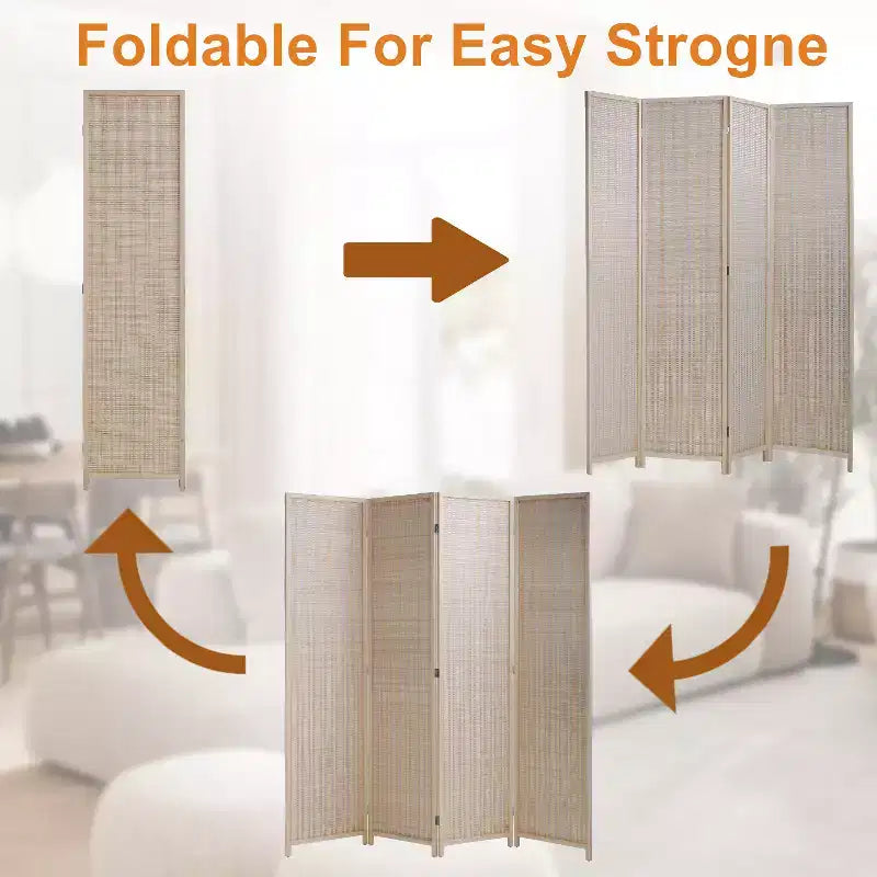 FDW Bamboo Room Divider 4/6 Panel Folding Privacy Screen Divider Tall Privacy Wall Divider for Home Office or Restaurant