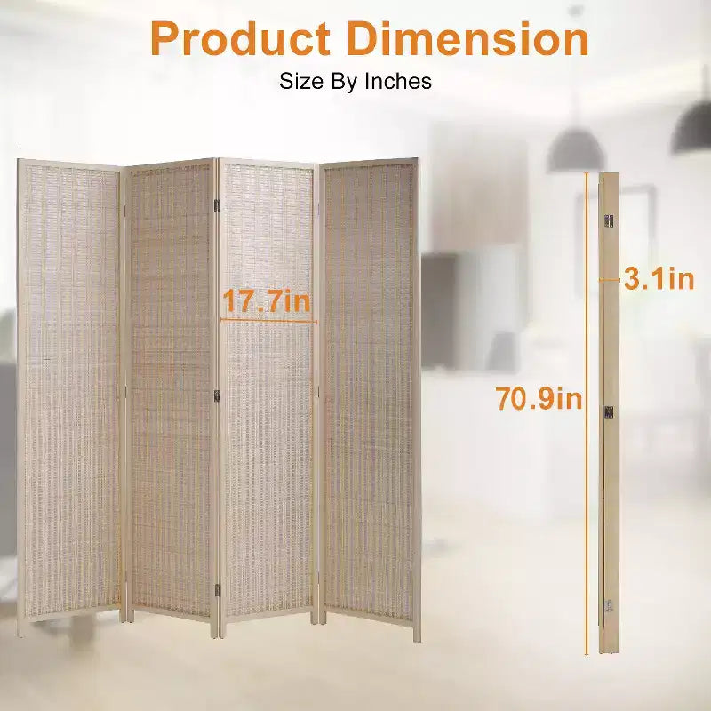 FDW Bamboo Room Divider 4/6 Panel Folding Privacy Screen Divider Tall Privacy Wall Divider for Home Office or Restaurant
