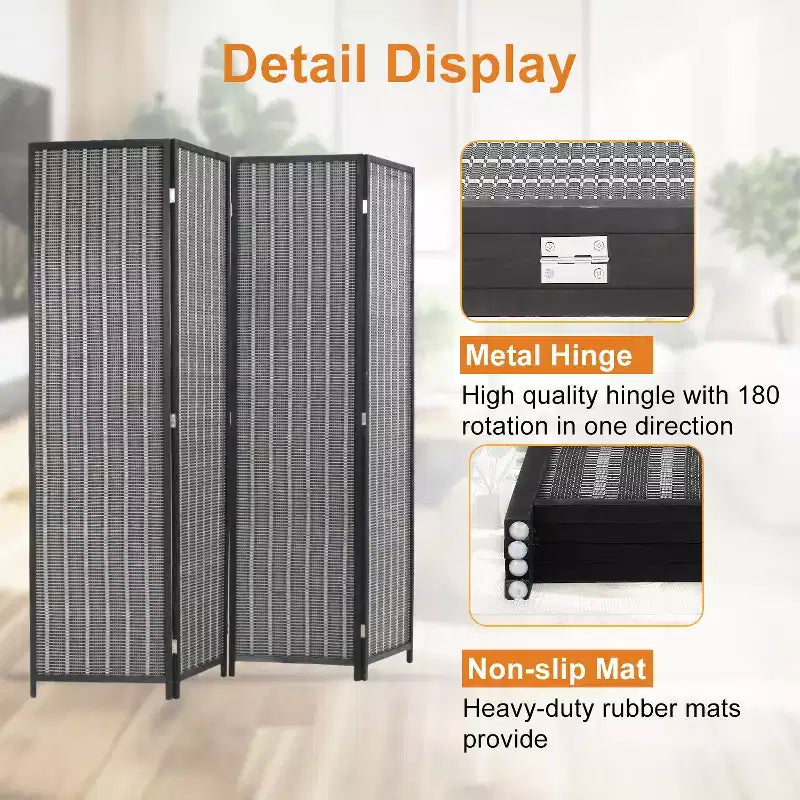 FDW Bamboo Room Divider 4/6 Panel Folding Privacy Screen Divider Tall Privacy Wall Divider for Home Office or Restaurant