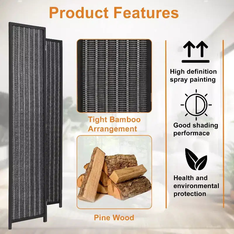 FDW Bamboo Room Divider 4/6 Panel Folding Privacy Screen Divider Tall Privacy Wall Divider for Home Office or Restaurant