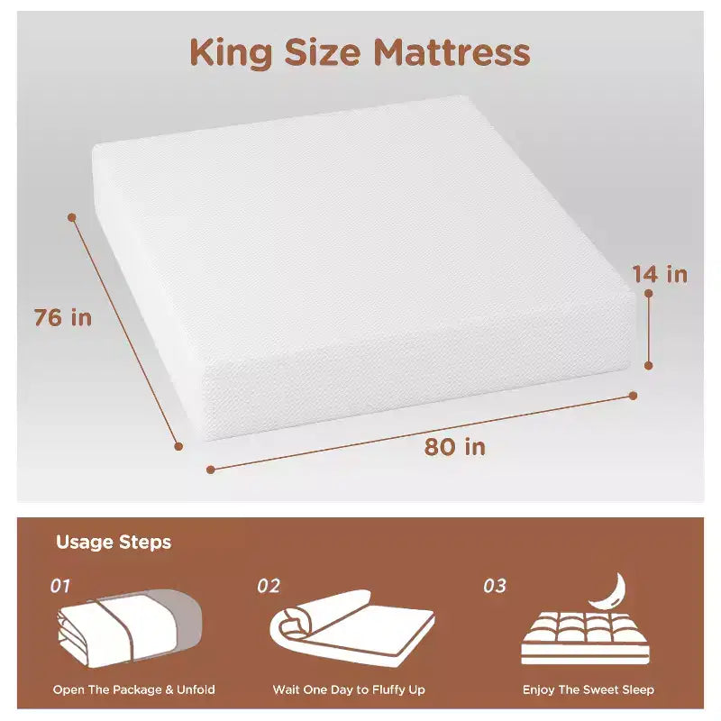 BestMassage 14 Inch Mattress Gel Memory Foam Mattress Medium Firmness Mattresses for Cool Sleep & Pressure Relief CertiPUR-US Certified