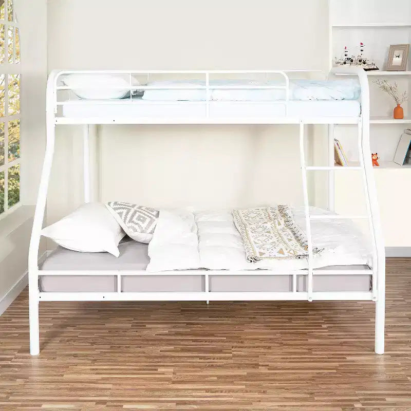 Full Metal Bunk Bed Low Height Safety Design with Guardrails, Angled Ladder and Underbed Storage