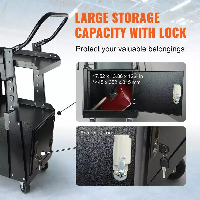 VEVOR Welding Cart, 2-Tier Heavy Duty Welder Cart with Anti-Theft Lockable Cabinet