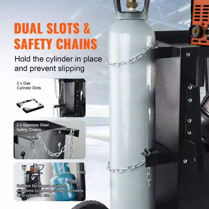 VEVOR Welding Cart, 2-Tier Heavy Duty Welder Cart with Anti-Theft Lockable Cabinet