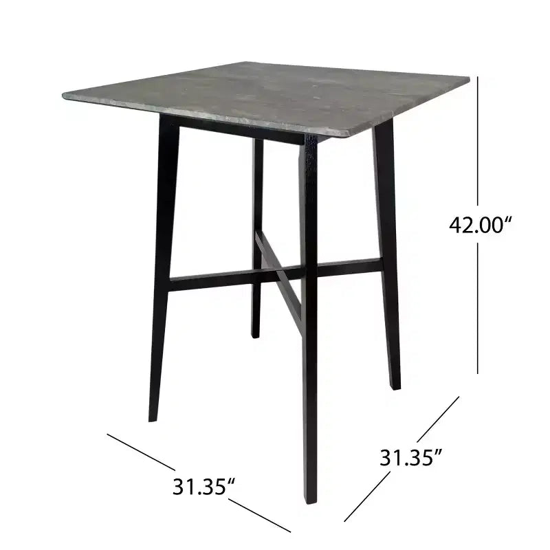 GDFStudio Hildred Modern Laminate and Rubber Wood Square 42 Bar Dining Table
