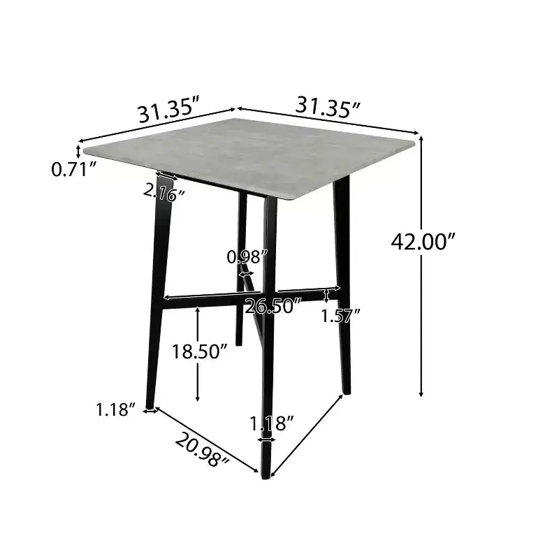 GDFStudio Hildred Modern Laminate and Rubber Wood Square 42 Bar Dining Table