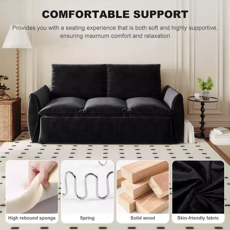 GDFStudio Zero Convertible 3-Seat 70.9 Velvet Upholstered Full Size Sofa Bed