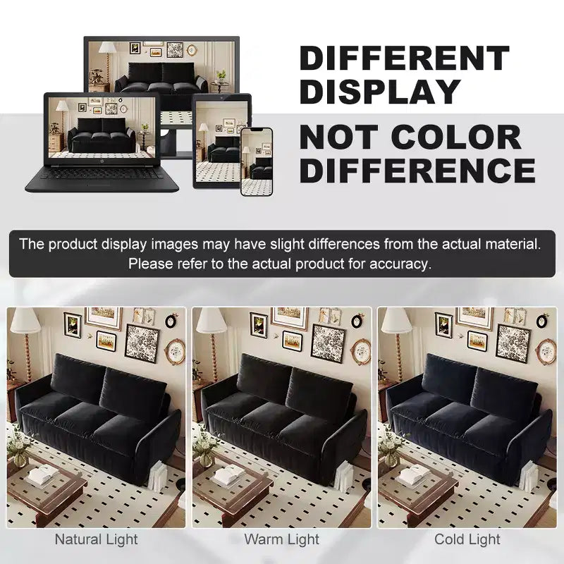 GDFStudio Zero Convertible 3-Seat 70.9 Velvet Upholstered Full Size Sofa Bed