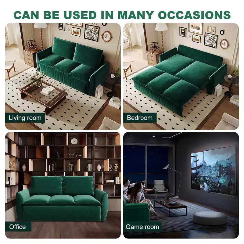 GDFStudio Zero Convertible 3-Seat 70.9 Velvet Upholstered Full Size Sofa Bed
