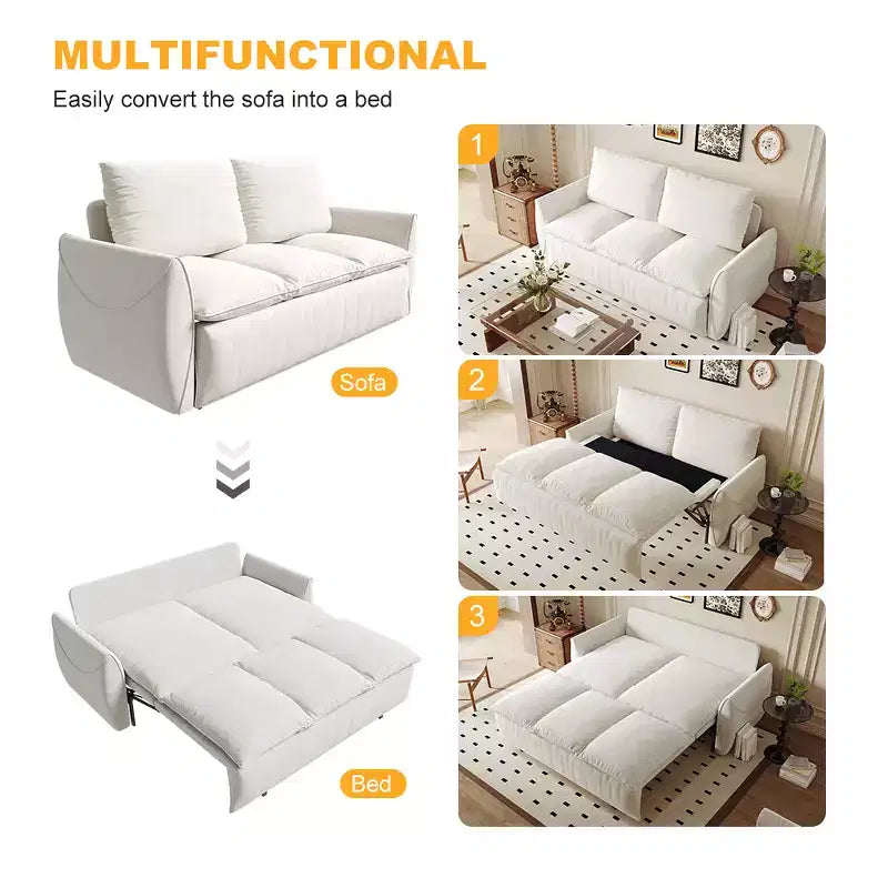 GDFStudio Zero Convertible 3-Seat 70.9 Velvet Upholstered Full Size Sofa Bed