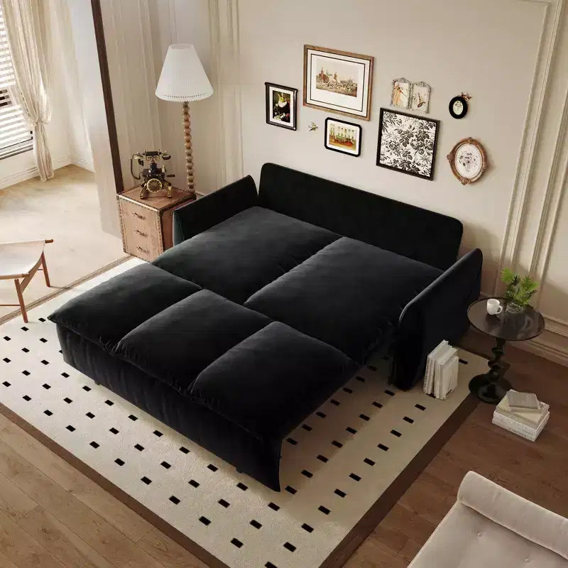 GDFStudio Zero Convertible 3-Seat 70.9 Velvet Upholstered Full Size Sofa Bed