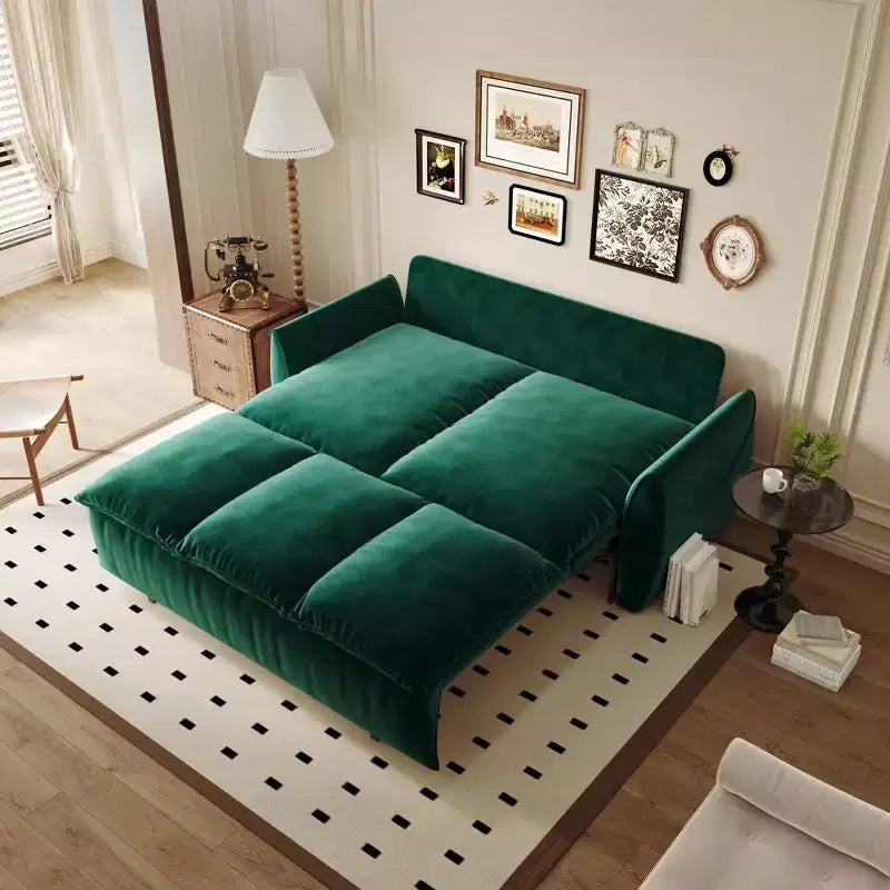 GDFStudio Zero Convertible 3-Seat 70.9 Velvet Upholstered Full Size Sofa Bed