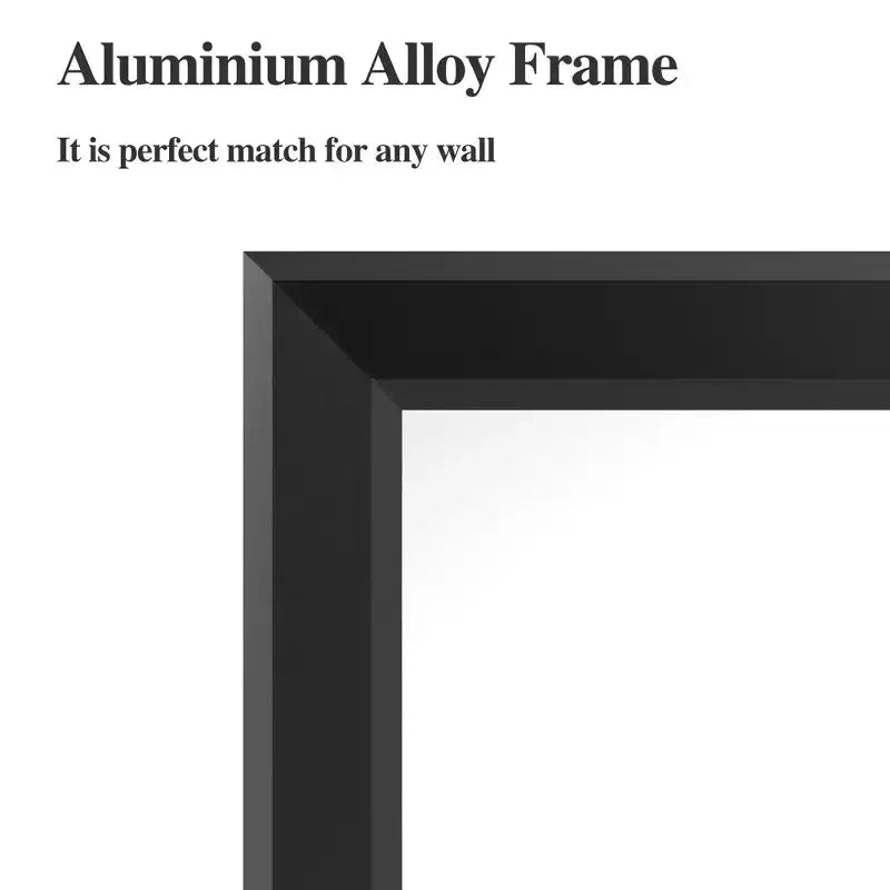 Modern Black Frame Bathroom Mirror: Oversized, Aluminum, Wall Mounted, Vertical/Horizontal