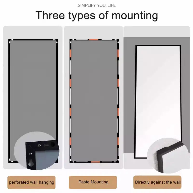 70 x 31 Inch Full Length mirror black Aluminum Alloy Frame, leaning or Wall Mounted, Ideal for Bedroom Living Room and Corridor