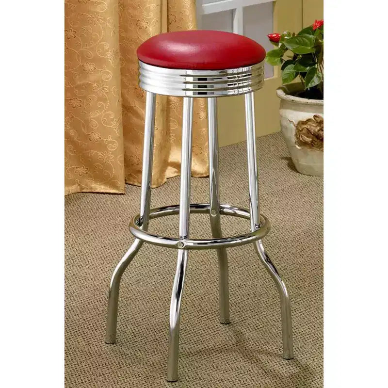 Simple Relax Set of 2 Round Barstools with Footrest