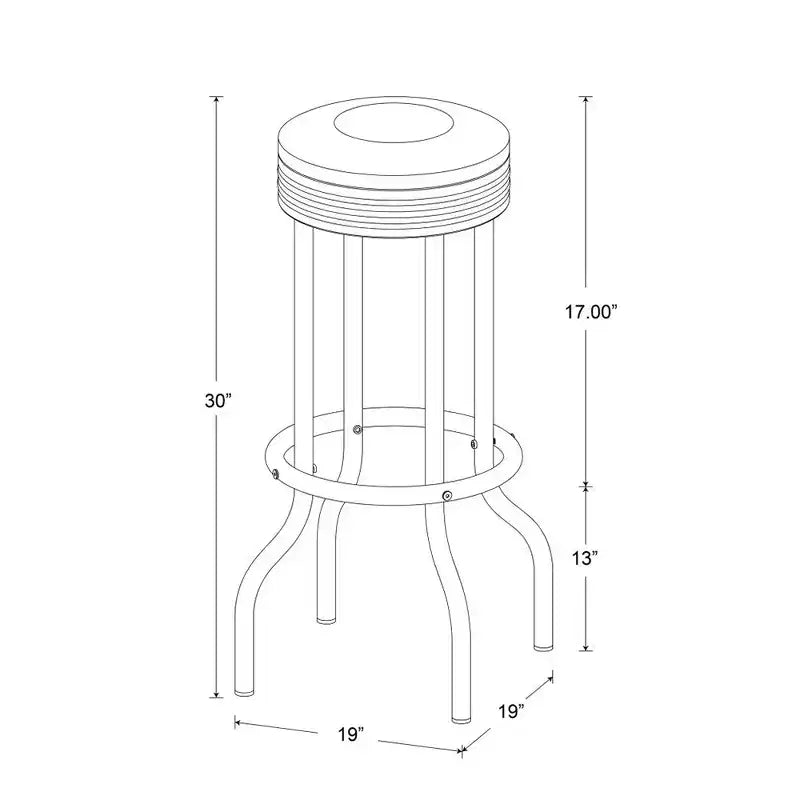 Simple Relax Set of 2 Round Barstools with Footrest
