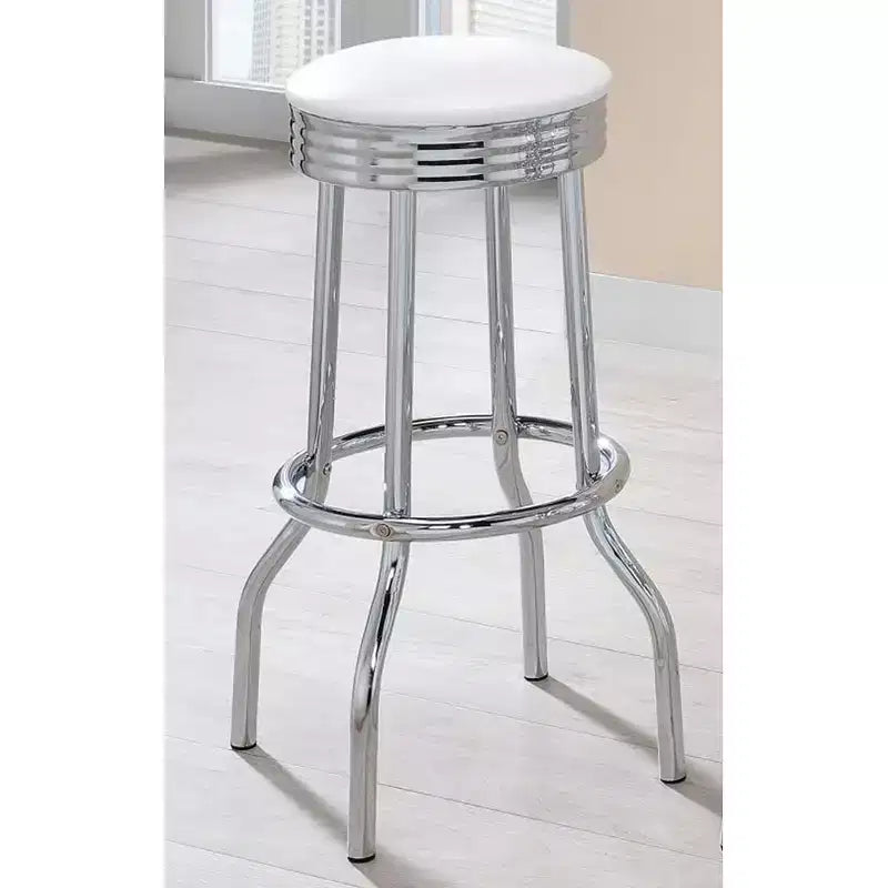 Simple Relax Set of 2 Round Barstools with Footrest
