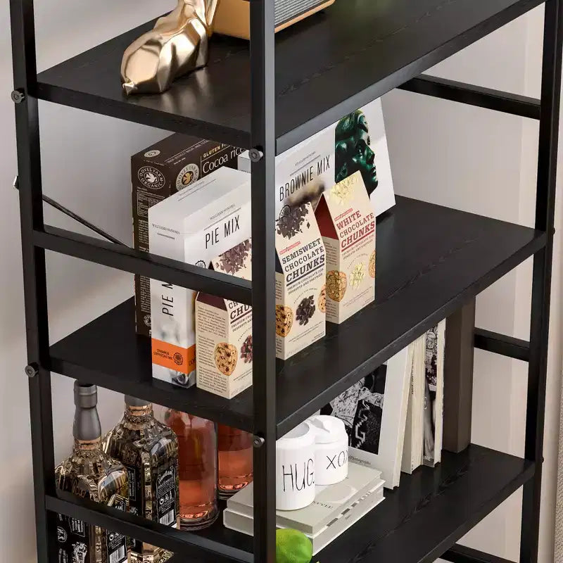 FIRNEWST 5-Tier Industrial Bookcase, 53-Inch Tall Floor - Standing Open Bookshelf for Ample Storage - Sturdy, Rustic Design