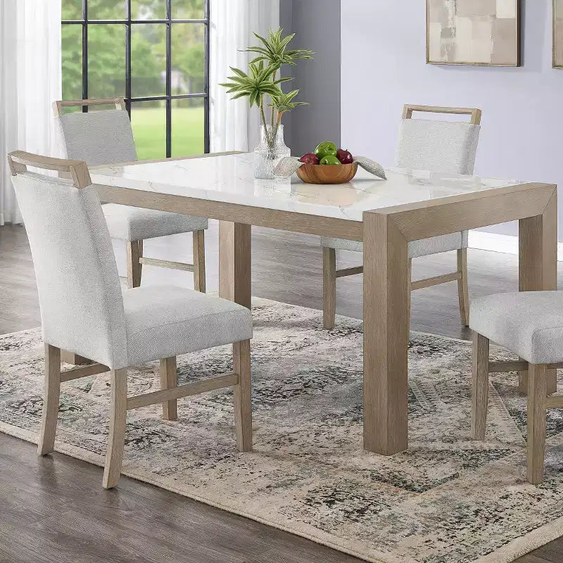 Roundhill Furniture Zelalle Upholstered Dining Chairs, Light Gray Fabric with Rubberwood Legs, Set of 2