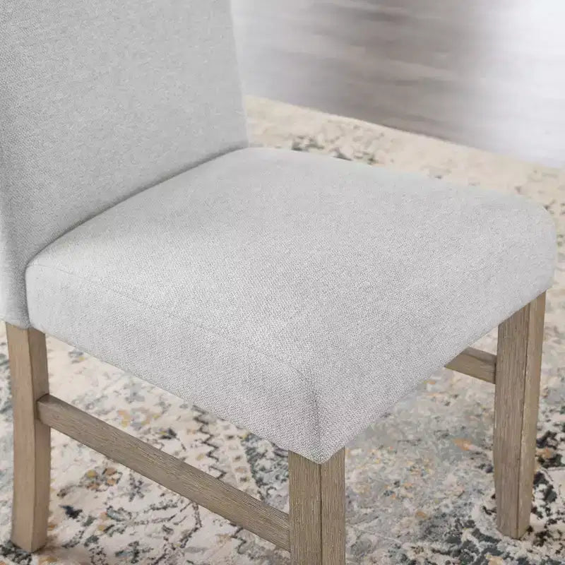 Roundhill Furniture Zelalle Upholstered Dining Chairs, Light Gray Fabric with Rubberwood Legs, Set of 2