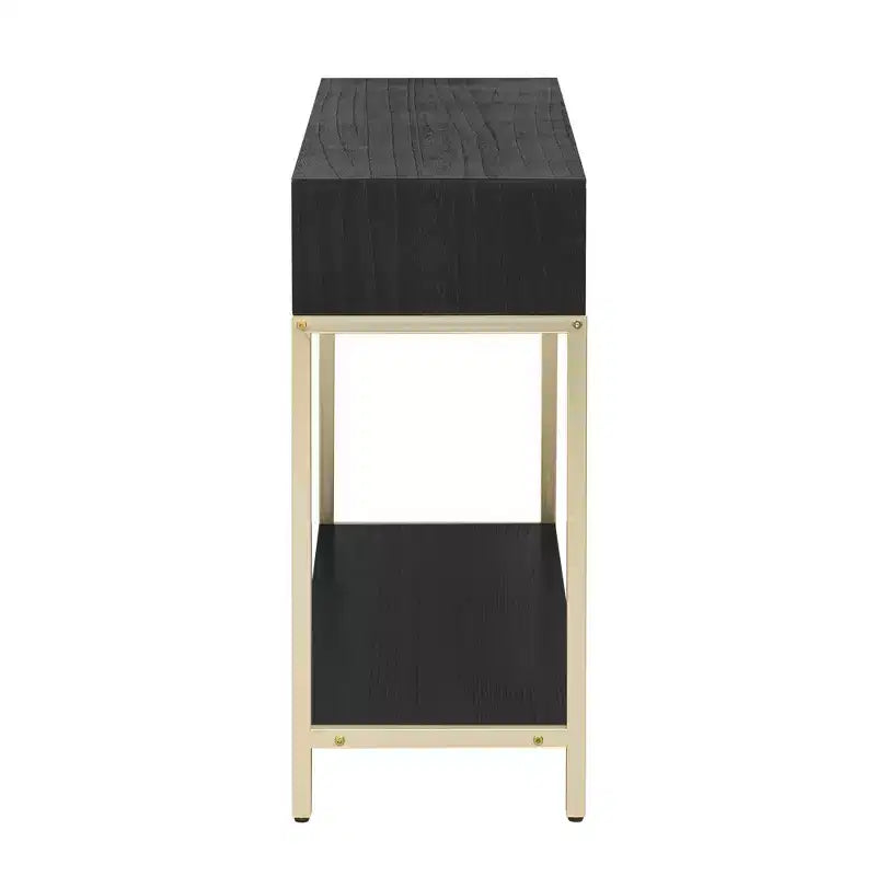 Consolle da 45,5W, Tavolino d'ingresso con due cassetti, Tavolo da corridoio retrò con sorprendente design geometrico