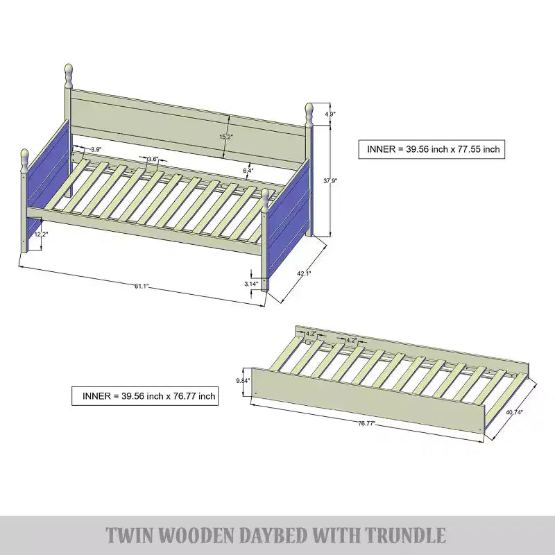 ChaletPosh Twin Size Wooden Daybed with Trundle