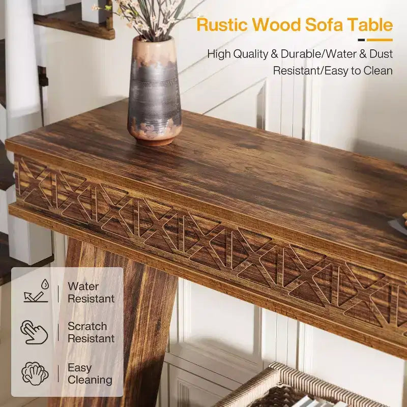 Lantine 2-Tier Farmhouse Console Table, 70.87 Extra Long Entryway Table with Storage