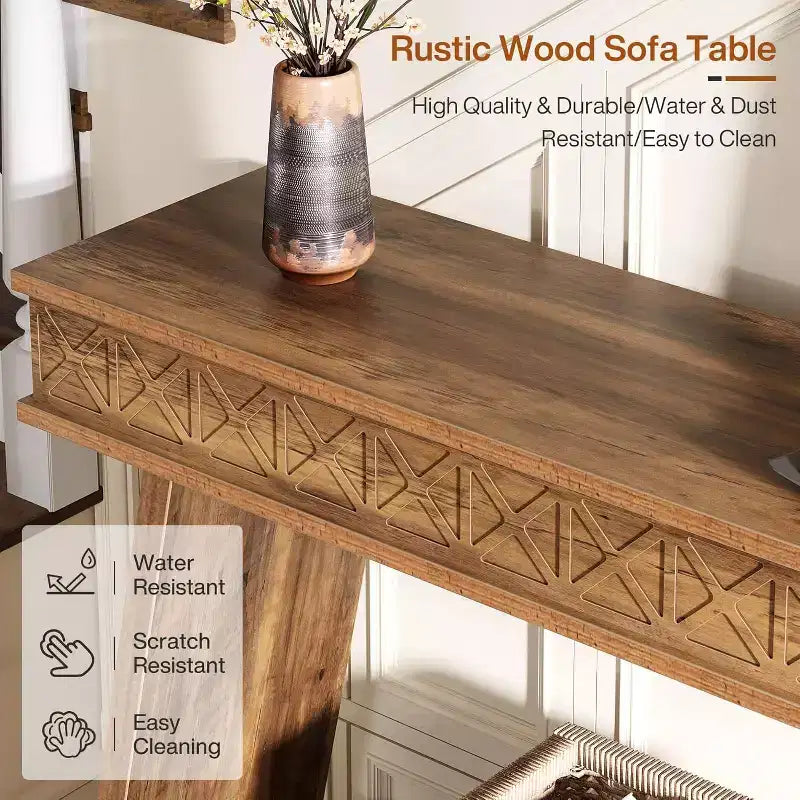 Lantine 2-Tier Farmhouse Console Table, 70.87 Extra Long Entryway Table with Storage