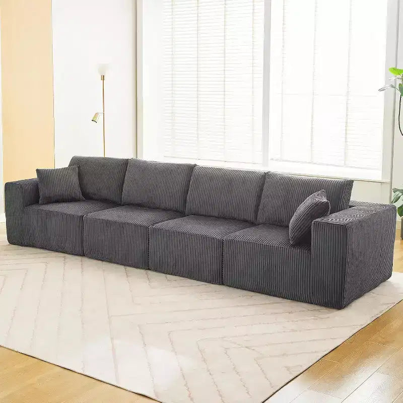 137 Sectional Couch Cloud Modular Modern Linear Sofa with Chaise Lounge, Corduroy Fabric, No Assembly Required, Convertible Compression Sleeper
