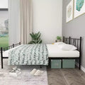 Increase the size of the queen bed to king size. It's 14 inches (35.6 cm) tall with a metal platform frame.