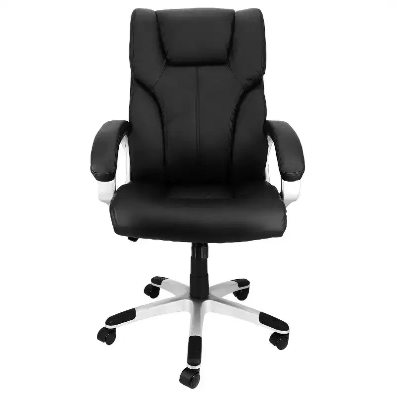 Elama High Back Adjustable Faux Leather Office Chair in Black and Gray Base