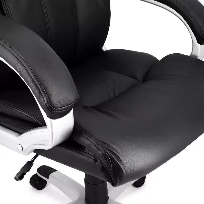 Elama High Back Adjustable Faux Leather Office Chair in Black and Gray Base