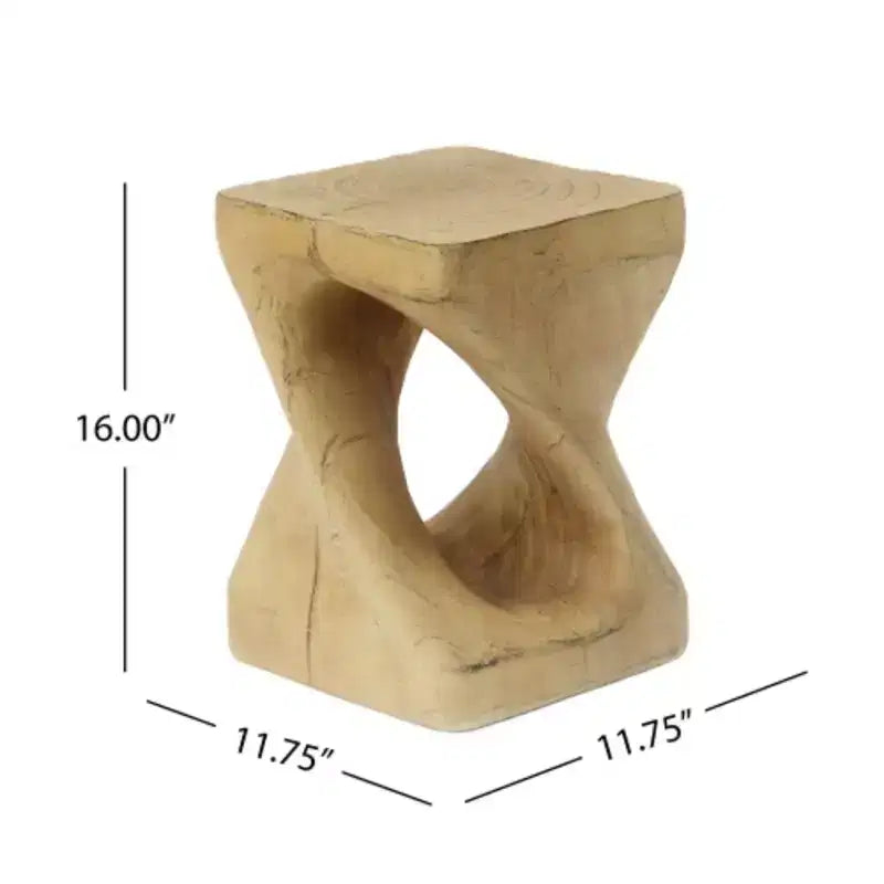 Twist Shape Side Table, Wood-like texture, Natural Color