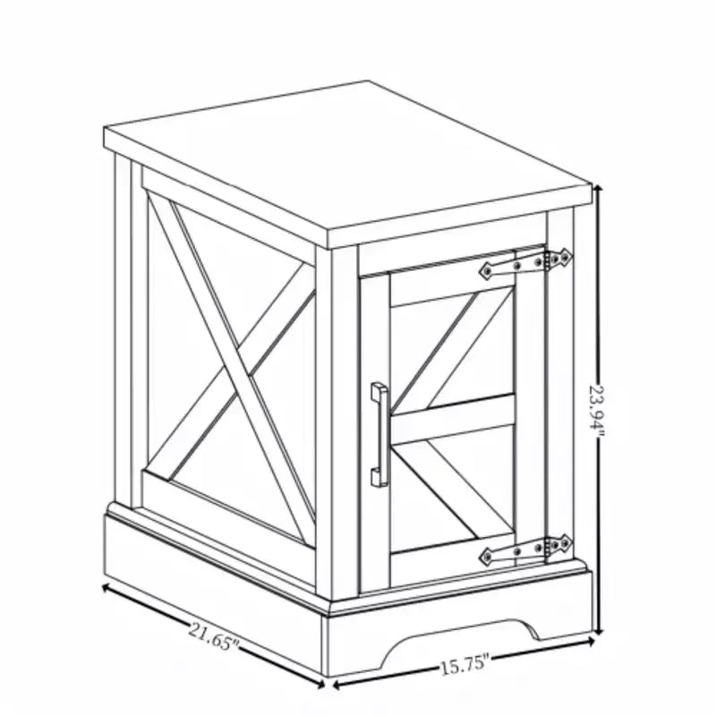 Farmhouse end table Nightstand Rectangular Farmhouse End Table with Barn Door and Adjustable Storage Shelf
