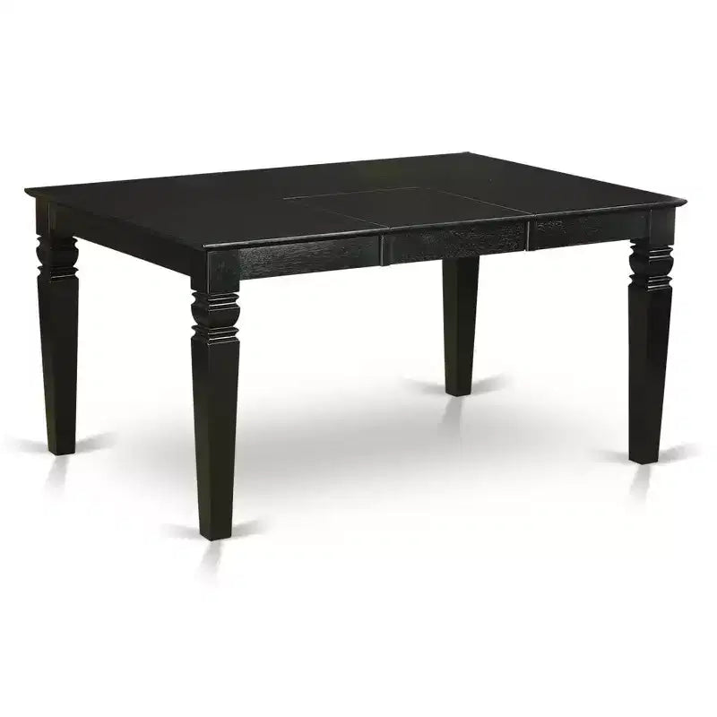 HomeStock Kitchen Dining Table Set Rectangle Table 6 Chairs Black Dark Gray