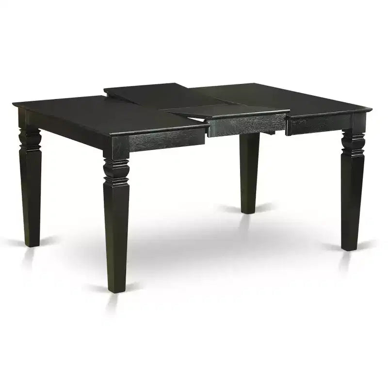 HomeStock Kitchen Dining Table Set Rectangle Table 6 Chairs Black Dark Gray