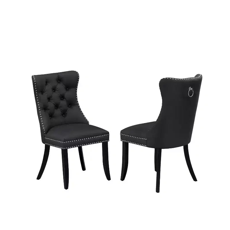 HomeStock Kitchen Dining Table Set Rectangle Table 6 Chairs Black Dark Gray
