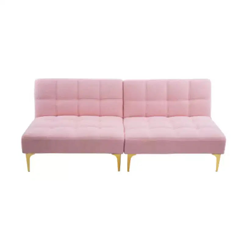 Divano Letto Convertibile Futon 71 con Gambe in Metallo Dorato Tessuto Teddy