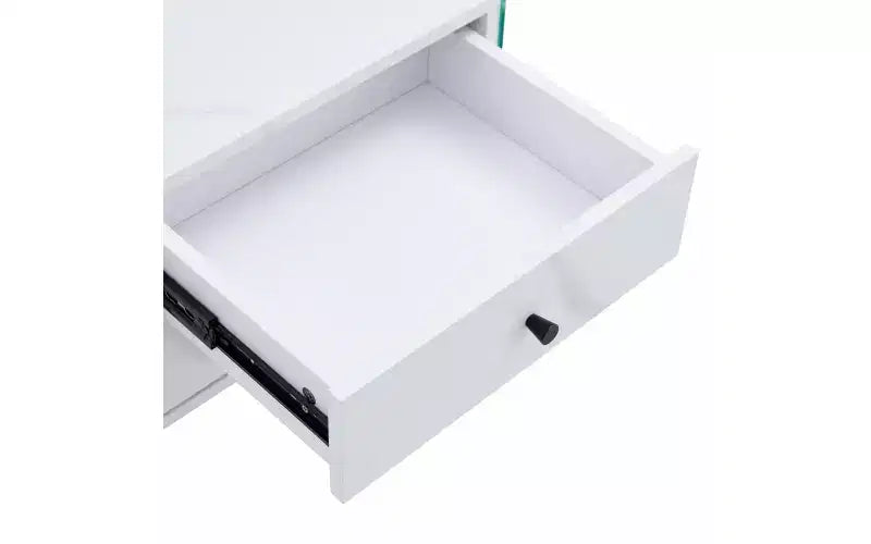 GDFStudio Reg 19 Glass Nightstand with Wooden Drawer