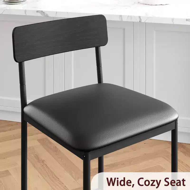 Bar Stools Set of 4, Kitchen Bar Stools with Footrest, PU Upholstered Counter Height Barstool, Bar Chairs for Kitchen Island, Counter