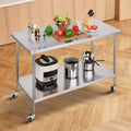 Tavolo da lavoro in acciaio inox 30 x 60 x 38 pollici, con 4 ruote, 3 livelli di altezza regolabili, tavolo da lavoro per la preparazione di alimenti per impieghi gravosi