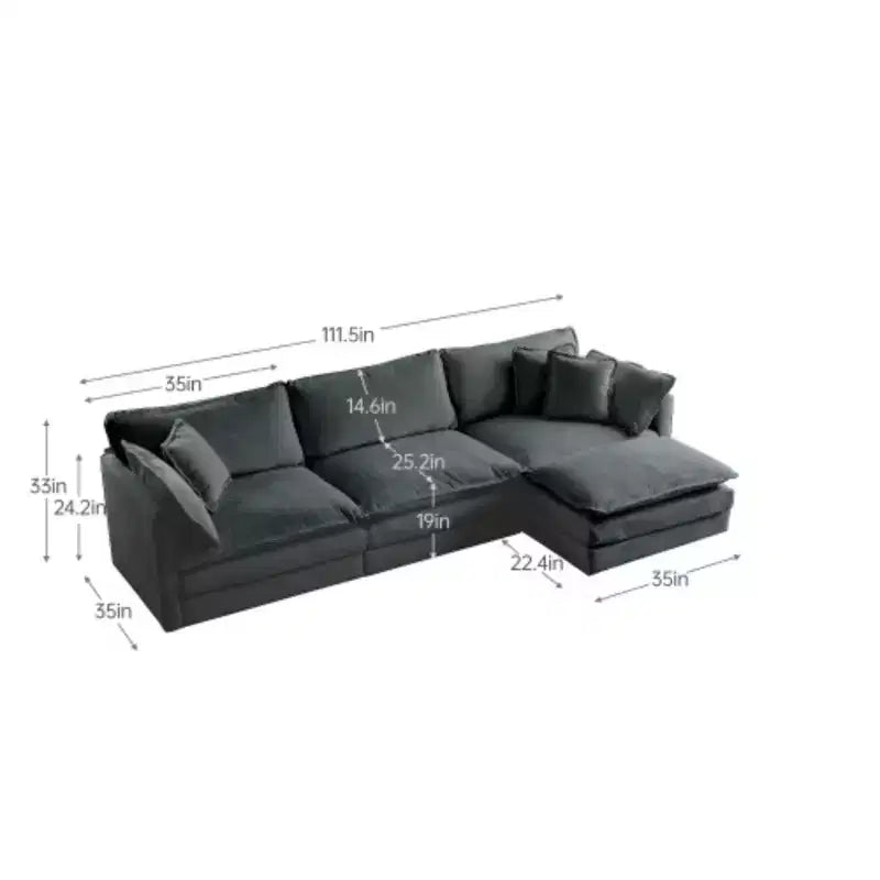 Oversized Modular Sofa: L-Shape, Reversible Ottoman, Comfy Upholstery