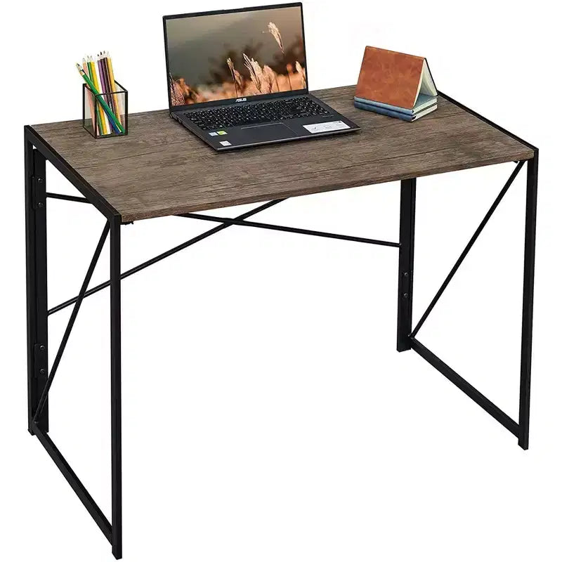 Bureau pliant moderne pour petit bureau d'ordinateur, marron, 99 cm