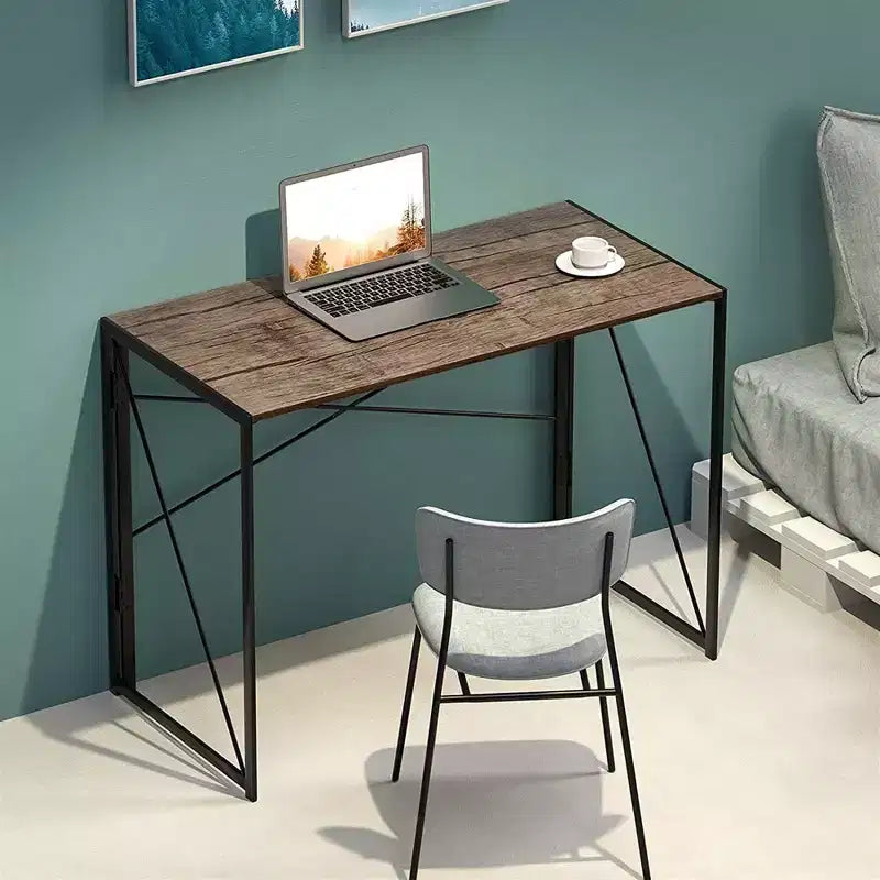 Bureau pliant moderne pour petit bureau d'ordinateur, marron, 99 cm