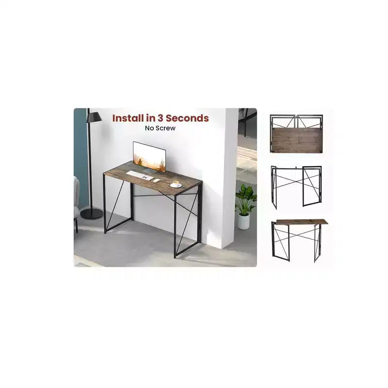 Scrivania pieghevole moderna per piccoli computer da ufficio, marrone, 99 cm